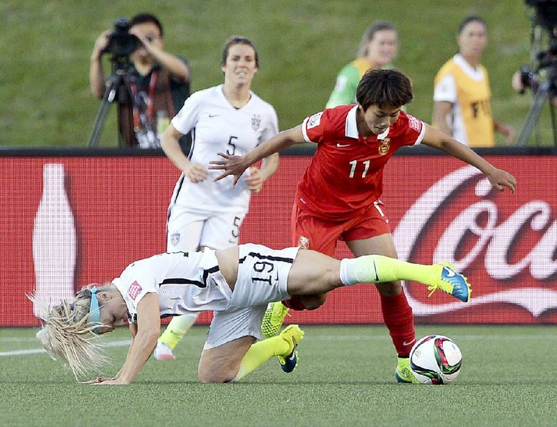 Julie Johnston of the United States of America against Australia