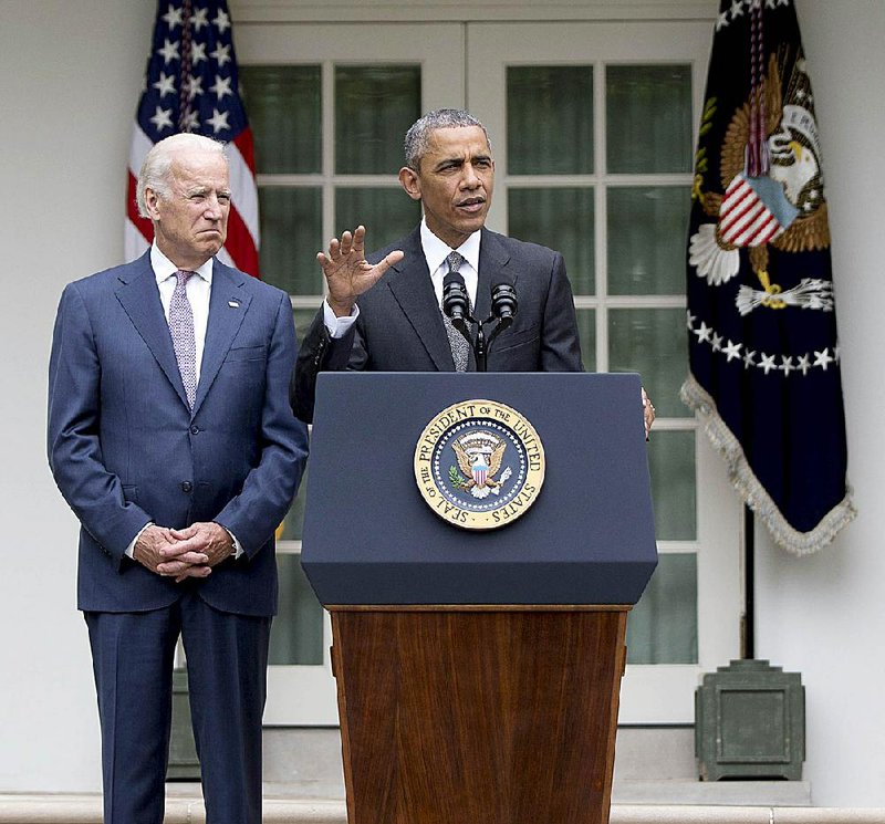 President Barack Obama, joined by Vice President Joe Biden, speaking Thursday in the Rose Garden, said the Patient Protection and Affordable Care Act “is here to stay.”