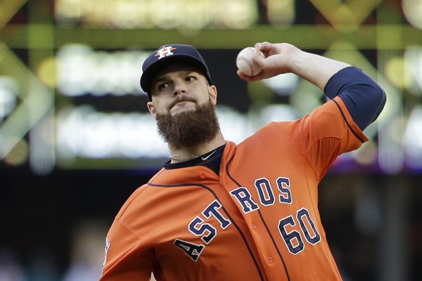 Houston Astros starting pitcher Dallas Keuchel in action against the Seattle Mariners in a baseball game Saturday, June 20, 2015, in Seattle. (AP Photo/Elaine Thompson)