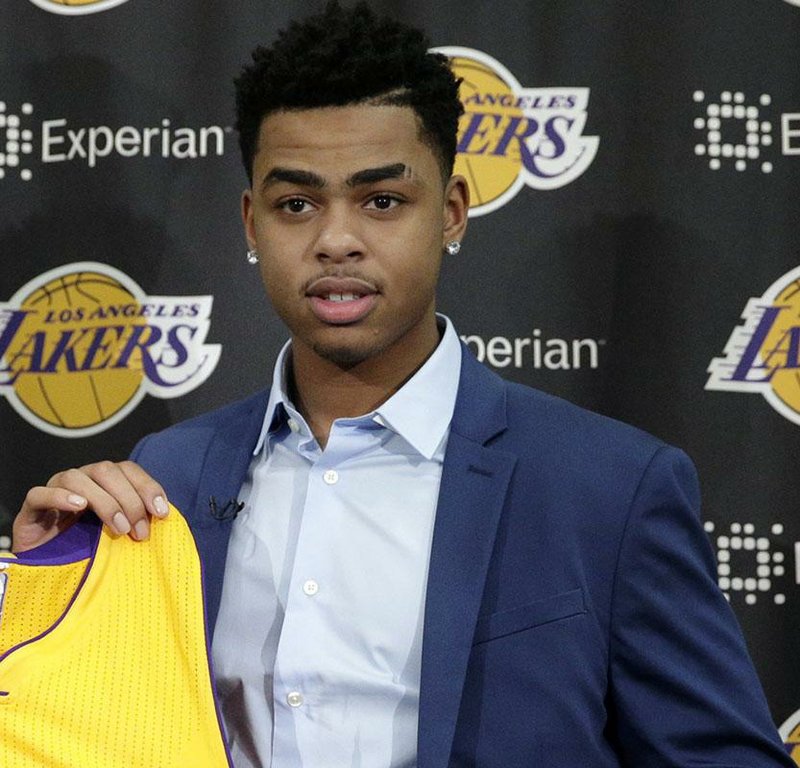 D'Angelo Russell is shown during a news conference in El Segundo, Calif., on Monday.