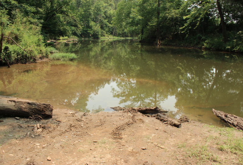 The area where a Jeep Cherokee was found partially submerged Tuesday morning in Saline County.