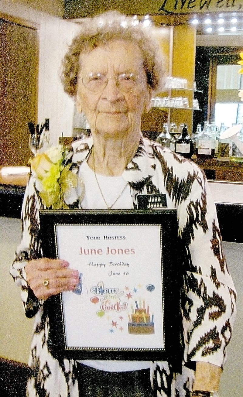 Submitted June Jones celebrated her 100th birthday at a celebration Friday, June 19, at Concordia, where she lives independently.