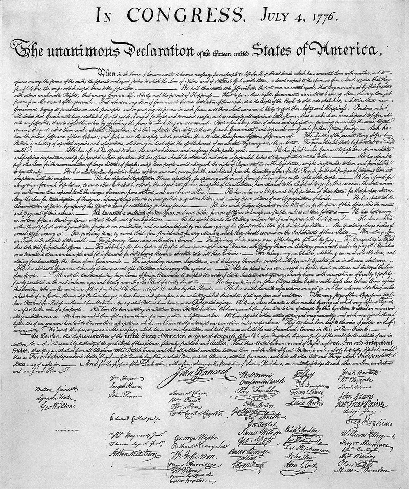 Engraved copy of the the Declaration of Independence