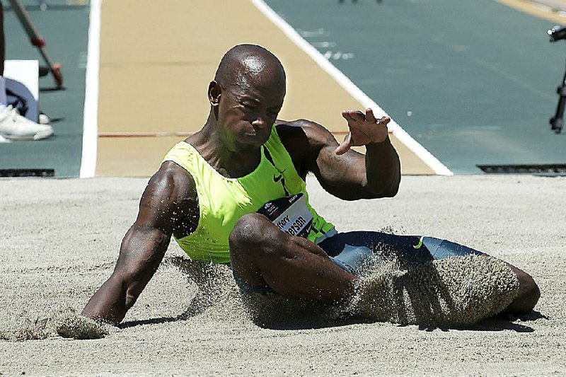 Jeff Henderson, a North Little Rock native and graduate of Sylvan Hills High School, won the U.S. championship in the long jump last year (above) and finished second last week. Up next is the Pan Am Games on July 21-25 in Toronto and the world championships in Beijing on Aug. 22-30. 