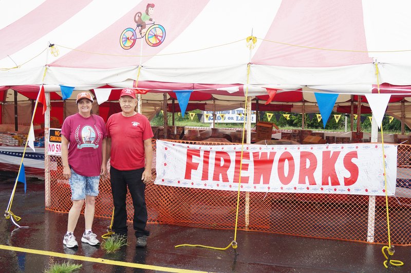 RITA GREENE MCDONALD COUNTY PRESS Cindi Hicks and Gales Smith selling fireworks in Anderson.