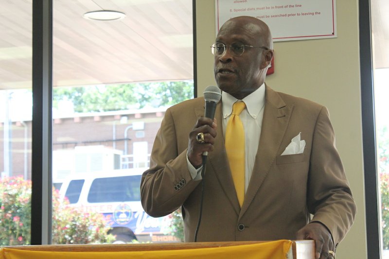 Division of Youth Services Superintendent James Washington speaks at the announcement of the division's partnership with Shorter College to provide college credit to juveniles at the Arkansas Juvenile Assessment and Treatment Center in Alexander on Thursday, July 2, 2015. 