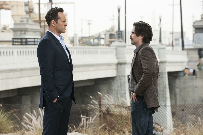Gangster and businessman Frank Semyon (Vince Vaughn) meets with detective Ray Velcoro (Colin Farrell) in season two of True Detective.
