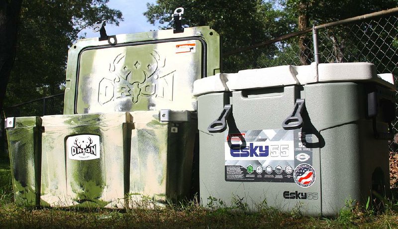 Two newcomers on the premium cooler landscape, the Orion 65 (left) and the Esky 55, tied for honors in this year’s Ice Chest Smackdown by retaining ice for 190 hours.