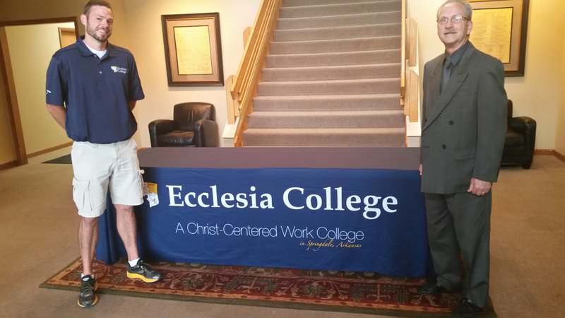 Ecclesia College cross country coach Lee Wood (left) and Athletic Director Dean Skinner pose for a photo recently.