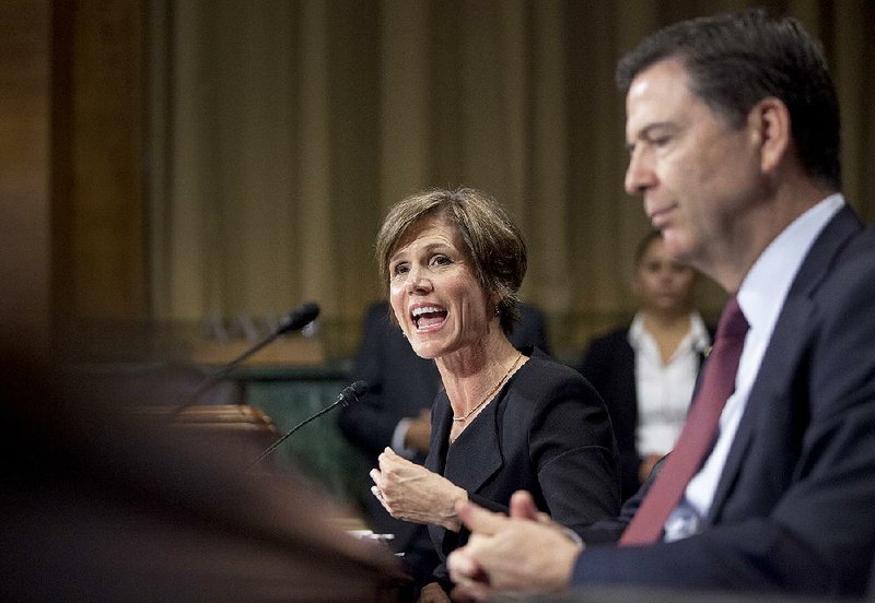 Deputy Attorney General Sally Yates testifies Wednesday before the Senate Judiciary Committee along with FBI Director James Comey during a hearing in which senators were warned that encryption technology makes it harder to track criminals.