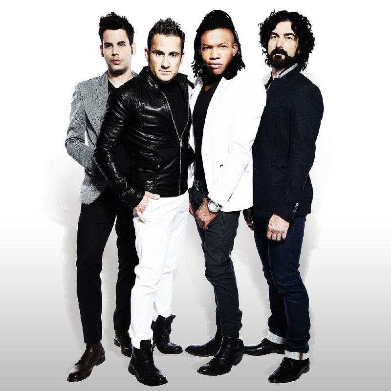 Newsboys — (from left) Jeff Frankenstein, Duncan Phillips, Michael Tait and Jody Davis — “Celebrate the Word” Saturday at Magic Springs.

