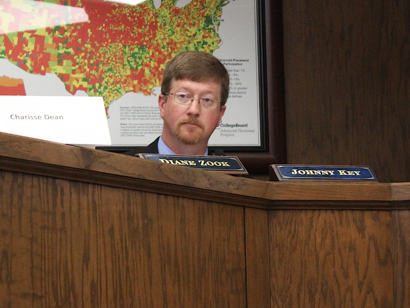 Arkansas Education Commissioner Johnny Key looks on during the Board of Education's discussion on whether to switch to ACT testing for its statewide assessments in the 2015-2016 school year.