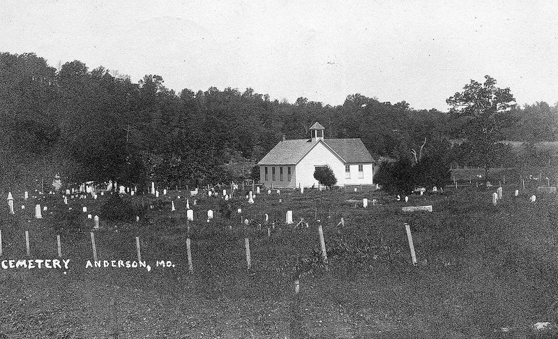 Early Anderson Baptist Church and cemetery.