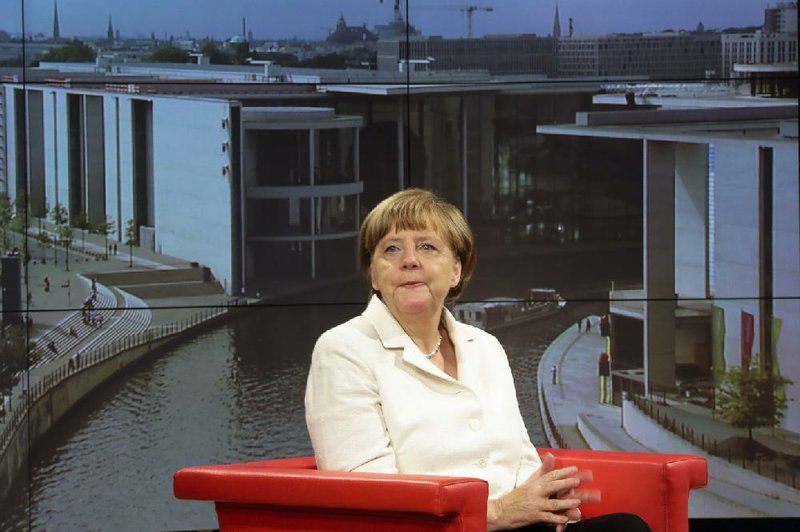 German Chancellor Angela Merkel is shown Sunday before an interview in Berlin.