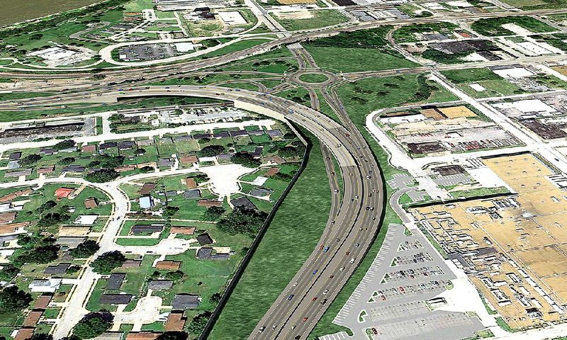 Tennessee Department of Transportation officials hope changes made from a proposed $60 million project will improve traffic flow on Interstate 55 at E.H. Crump Boulevard in Memphis. The interchange project, shown in this rendering, will require the I-55 bridge over the Mississippi River to be closed for up to nine months, under a scenario that has prompted strong criticism from Arkansas.