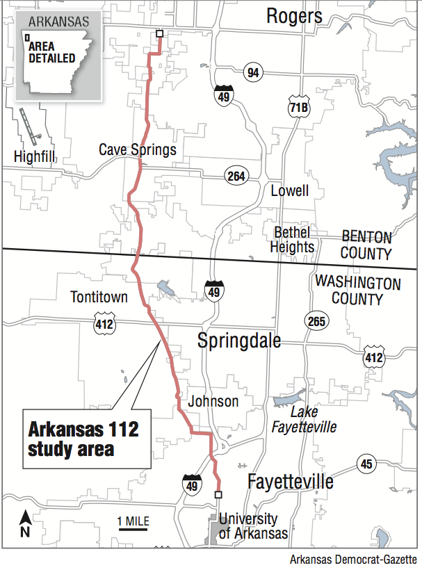 A map showing the location of the Arkansas 112 study area.