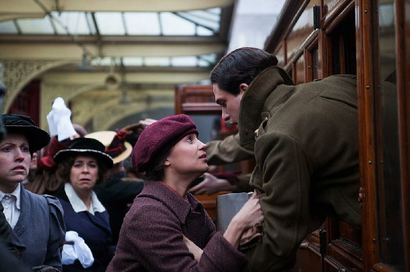 Vera Brittain (Alicia Vikander) sees the ill-fated poet Roland Leighton (Kit Harington) off to fight the Great War in "Testament of Youth."