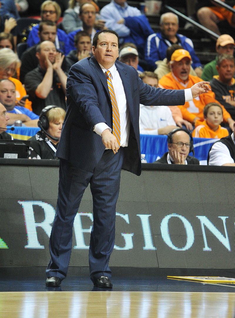 Tennessee basketball coach Donnie Tyndall is shown during this year's SEC basketball tournament at Bridgestone Arena in Nashville.