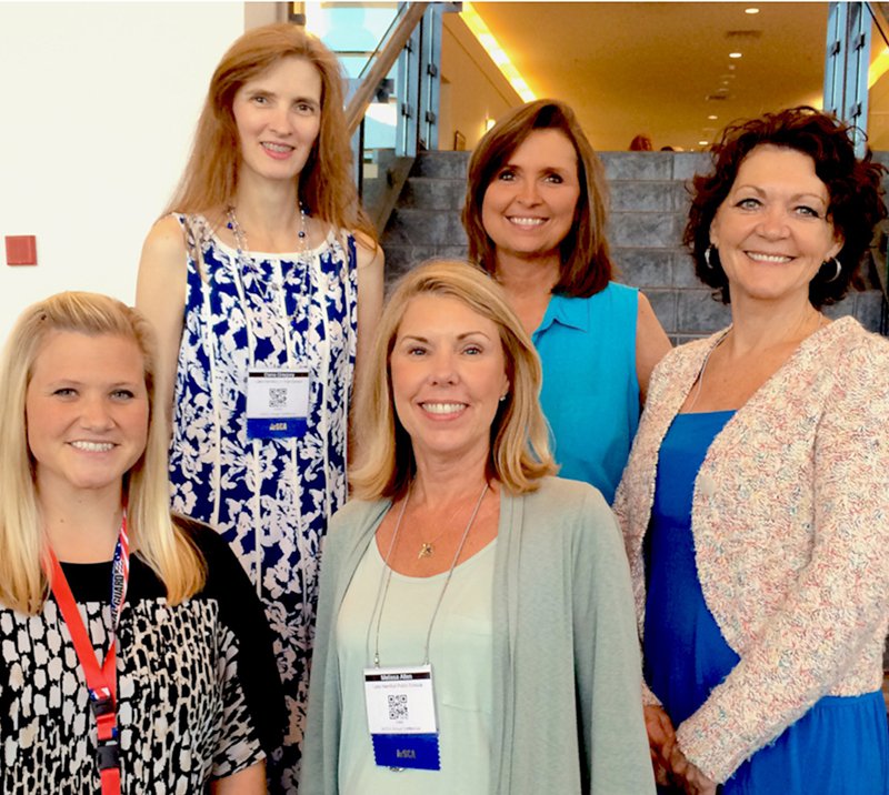 The Arkansas School Counselor Association and the Arkansas Department of Education held their annual School Counselors Summer Conference July 13-15 at the Hot Springs Convention Center. Lake Hamilton School District counselors, from left, who attended the conference were Allison Spraggins and Melissa Allen; back, Dana Gregory, Renee Stapleton and Andrea Crawford. Not pictured is Karyn Lowery. The theme for the conference was "It All Starts with Us." Spraggins and Allen, presented two sessions of their presentation, "I'm a School Counselor, What's Your Superpower?"