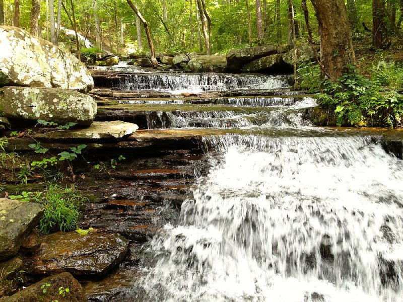 The Collins Creek Trail at Heber Springs is usually about 15 degrees cooler than the surrounding countryside. Trailhead GPS: 35.515026, -91.990440.