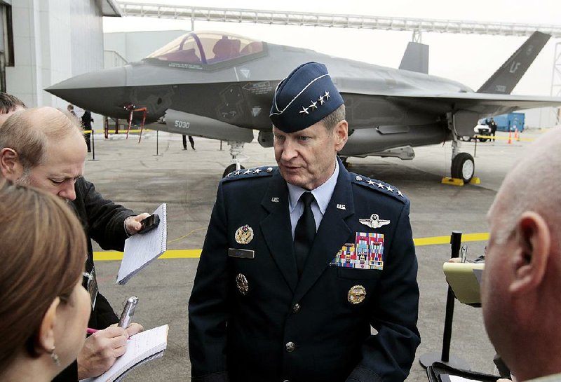 Gen. Robin Rand of Randolph Air Force Base talks with the media in Fort Worth, Texas, in this December 2013 file photo.