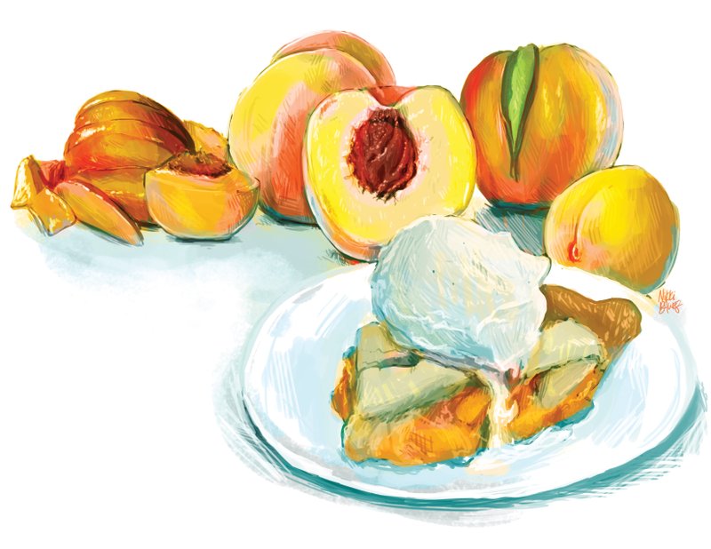 Arkansas Democrat-Gazette peaches illustration.