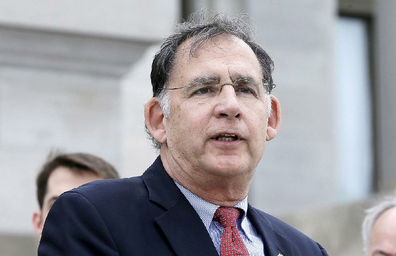 U.S. Sen. John Boozman, R-Ark., speaks in front of the Arkansas state Capitol in Little Rock, Ark., Tuesday, May 26, 2015. 