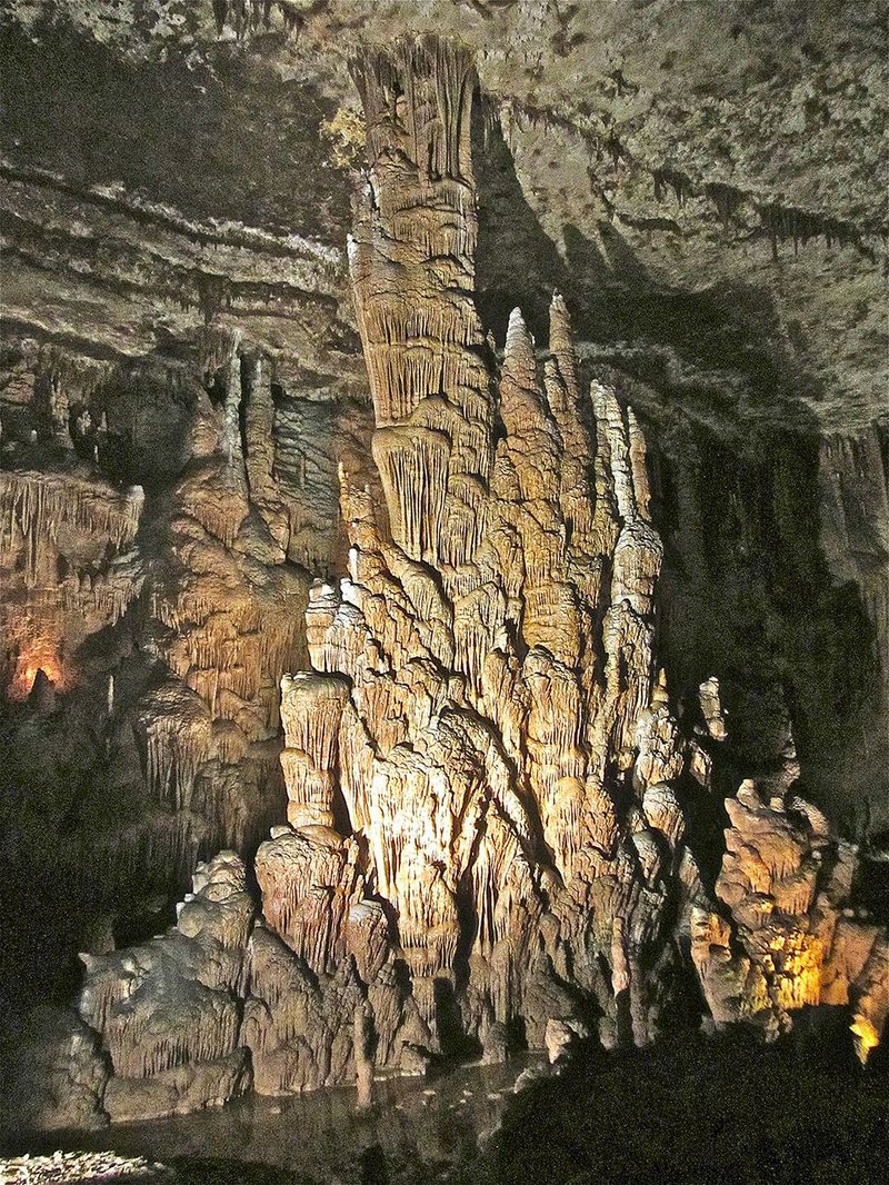 Formations built up over countless millions of years can be seen on the Dripstone Trail tour in Blanchard Springs Caverns. 