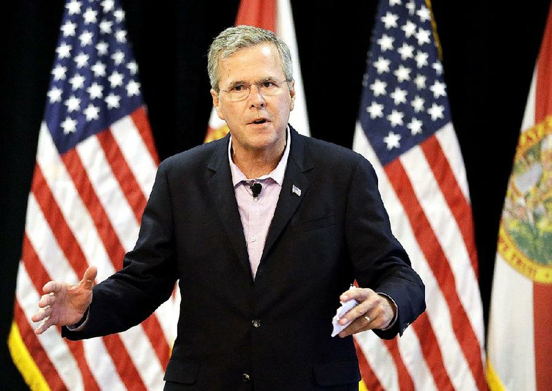 In this July 27, 2015 file photo, Republican presidential candidate, former Florida Gov. Jeb Bush speaks in Longwood, Fla.
