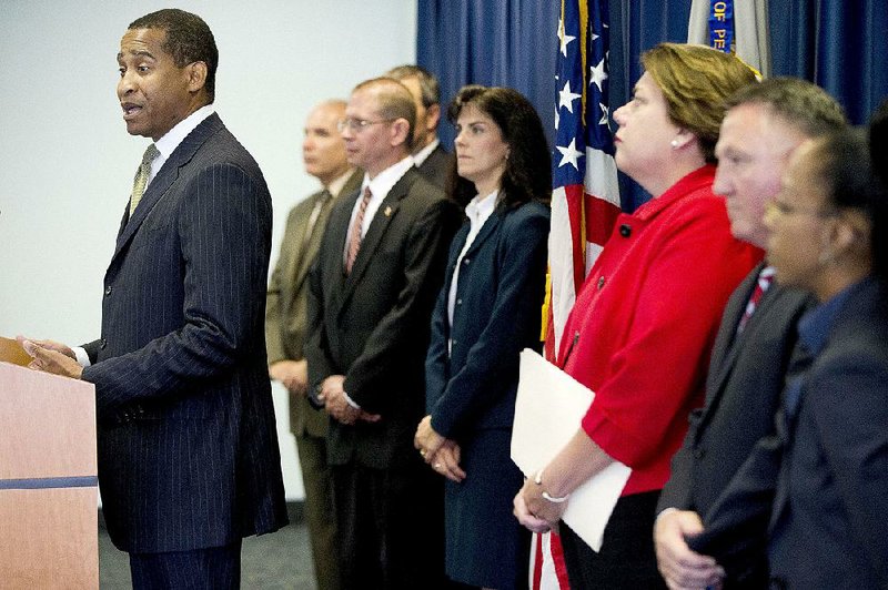 U.S. Attorney Zane David Memeger announces in Philadelphia the indictment of Rep. Chaka Fattah on charges of bribery, fraud and money laundering.