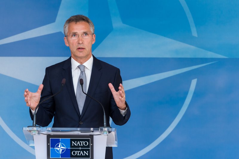 NATO Secretary General Jens Stoltenberg addresses the media after a North Atlantic Council Meeting at NATO headquarters in Brussels on Tuesday July 28, 2015.  