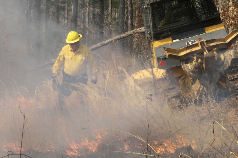 Keep it contained: Arkansas Forestry Commission firefighter Dennis Sharp sets a fire in brush for a prescribed burn near Malvern.
