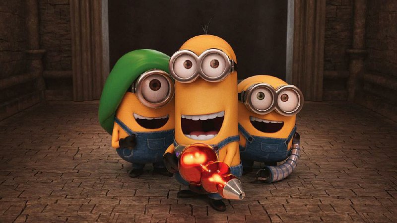 Stuart, Kevin and Bob check out their new gadgets in the comedy adventure film Minions. It came in fourth at last weekend’s box office and made about $12.4 million.
