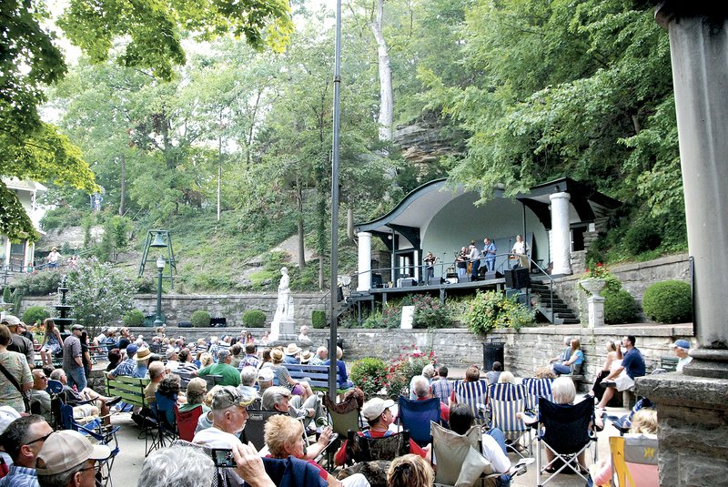 Crowds gather at a previous Eureka Springs Bluegrass Festival event at Basin Park. Basin Park will be the host site of free music on Thursday, Aug. 14 and Aug. 15.