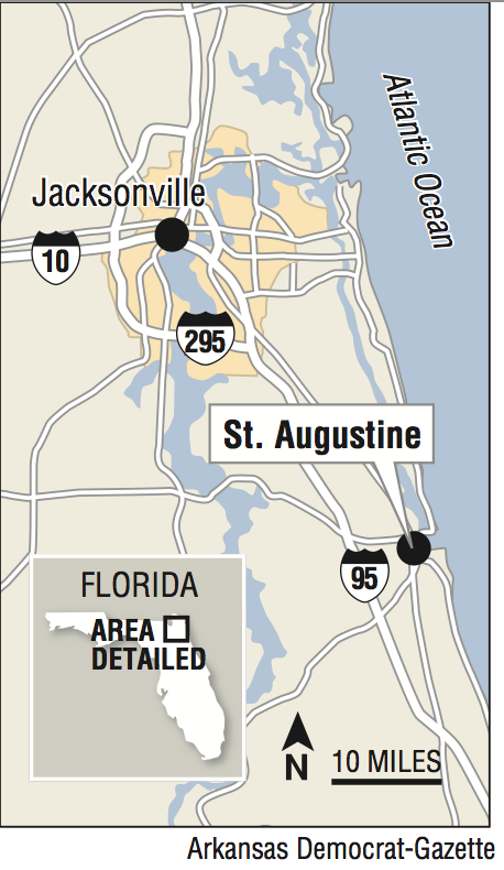 A graphic shows the location of St. Augustine, Fla.