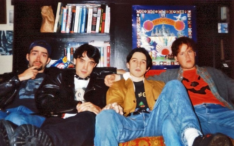 Techno-Squid Eats Parliament — Mark Pearrow (from left), Clay Bell, Shayne Gray, Aaron Sarlo — shown here in their mid-’90s heyday, have reunited for a new album and a show at White Water Tavern.
