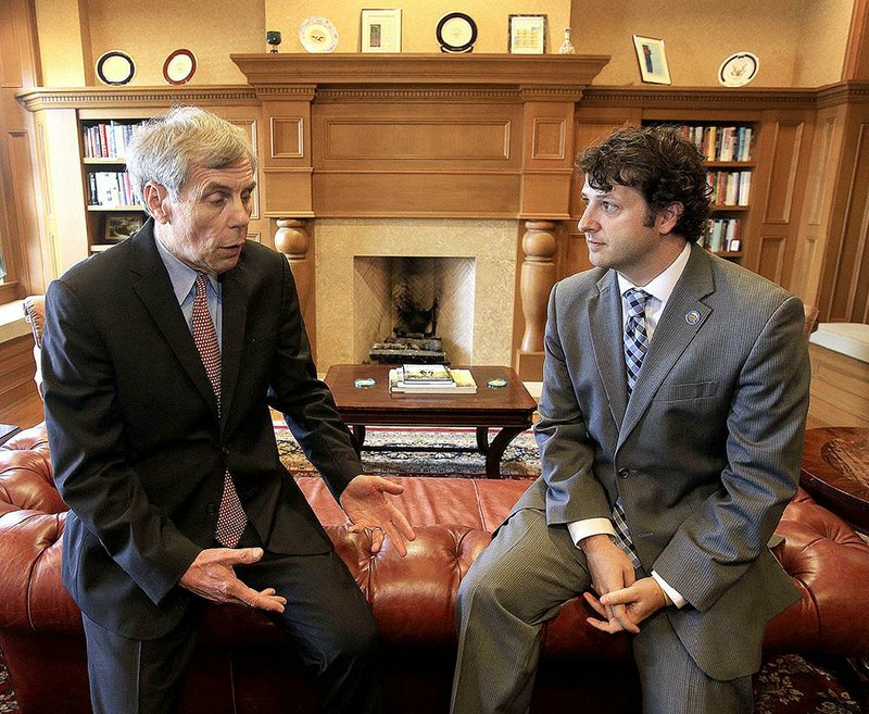 Dean Skip Rutherford (left) and Director of Public Programs Nikolai DiPippa will host the 1,000th speaker in the Clinton School of Public Service Distinguished Lecture Series next month.