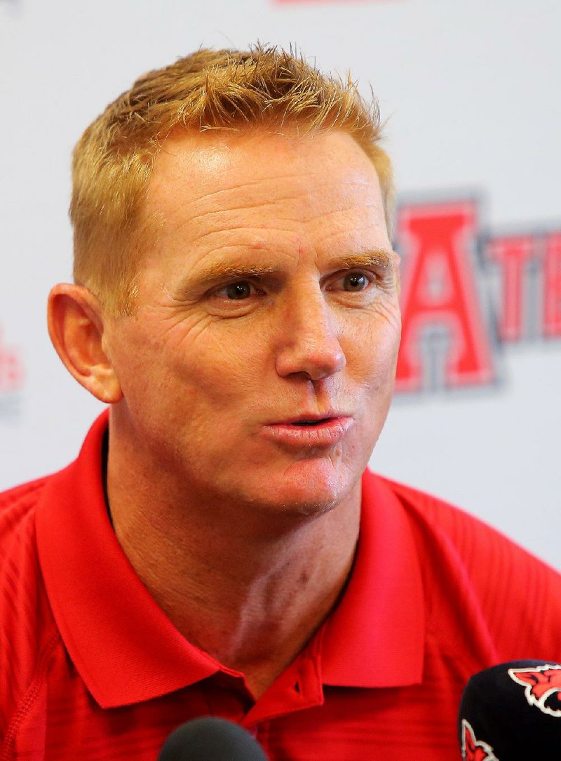 Arkansas State University's head football coach Blake Anderson is shown in this file photo.