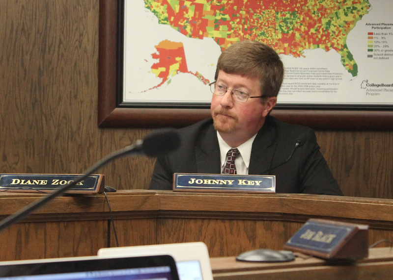 Education Commissioner Johnny Key looks on during a state Board of Education meeting Thursday, Aug. 13, 2015.