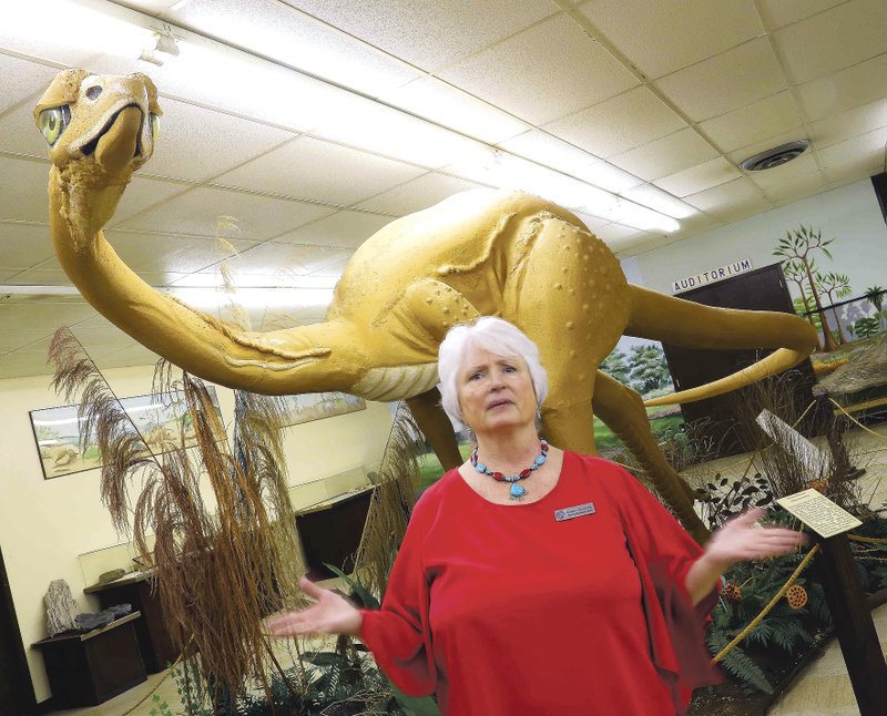 FILE — Sandra Chandler of the Arkansas Geological Survey discusses the history of the Arkansaurus fridayi, a dinosaur discovered in Arkansas, in this 2015 file photo.