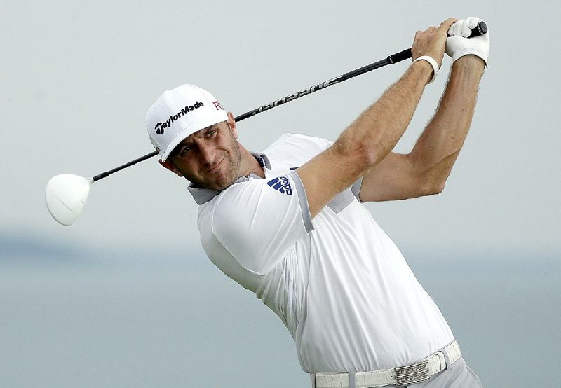 Dustin Johnson is shown during Thursday's first round of the PGA Championship golf tournament at Whistling Straits in Haven, Wis.