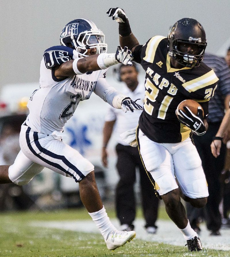 Arkansas-Pine Bluff wide receiver Willie Young (21) is being counted on to help an inexperienced quarterback negotiate the road ahead in the Southwestern Athletic Conference.