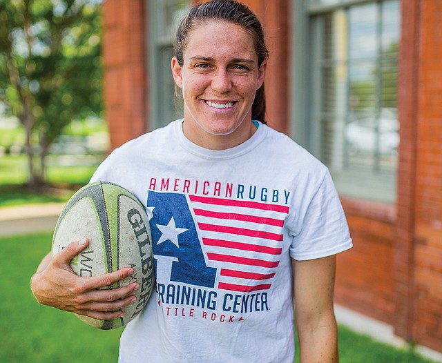 Jessica Wooden, 26 of Florida, is training at the American Rugby Pro Training Center in Little Rock in hopes of making the 2016 Olympic team.