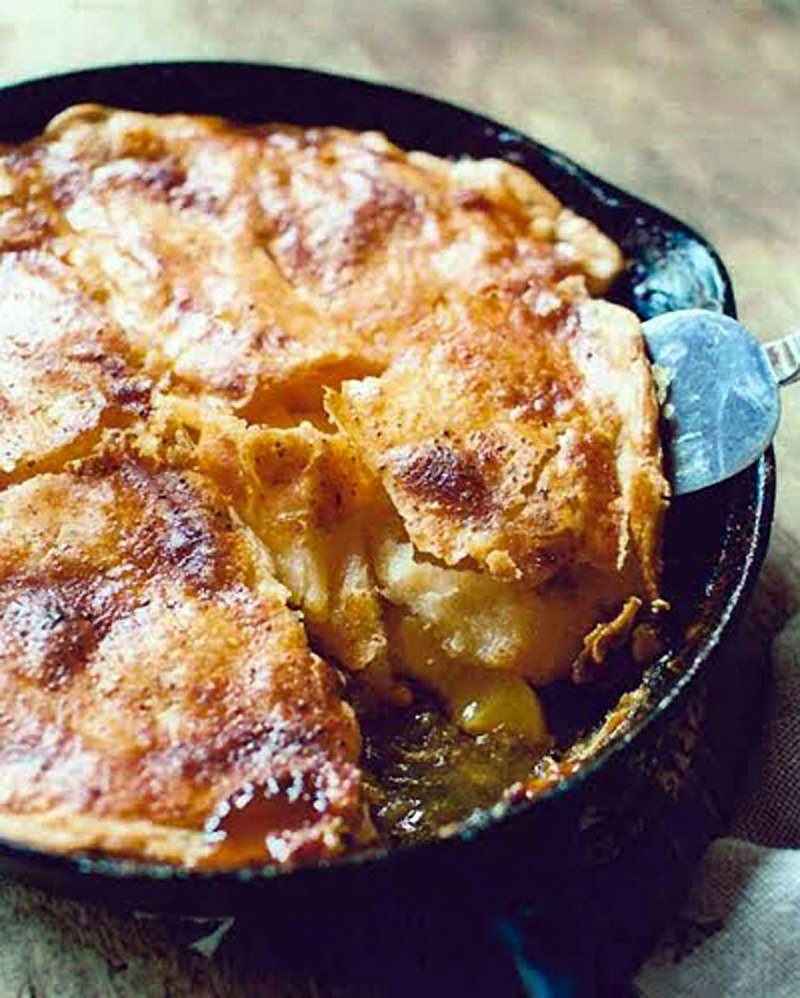 Pie from an iron skillet is best served fresh from the oven, in the skillet.