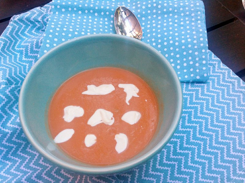 Chef William Bradley suggests that his gazpacho should only be made during the warm summer months to ensure that the tomatoes’ sweetness and acidity levels are at their peak.