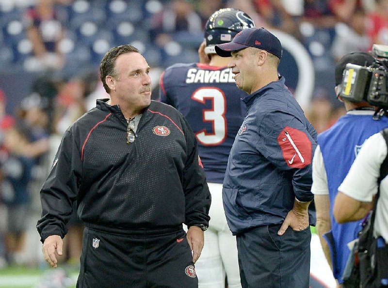 Houston Texans Coach Bill O’Brien (right) got in a little hot water with his mother over some profanity in HBO’s Hard Knocks, which features his team. 