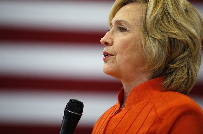 Democratic presidential candidate Hillary Rodham Clinton speaks at a town hall meeting Tuesday, Aug. 18, 2015, in North Las Vegas, Nev. The stop was the first of three in the Las Vegas area on Tuesday.