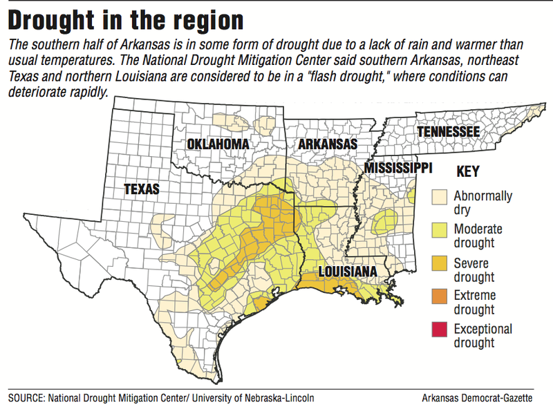 A map showing drought areas in the region.