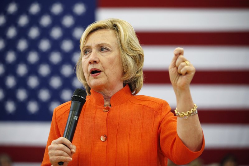 Democratic presidential candidate Hillary Rodham Clinton speaks at a town hall meeting Tuesday, Aug. 18, 2015 in North Las Vegas, Nev.