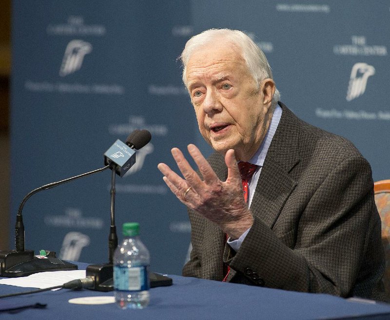 Former President Jimmy Carter talks about his cancer diagnosis Thursday during a news conference at the Carter Center in Atlanta, saying, “I’m ready for anything.” 